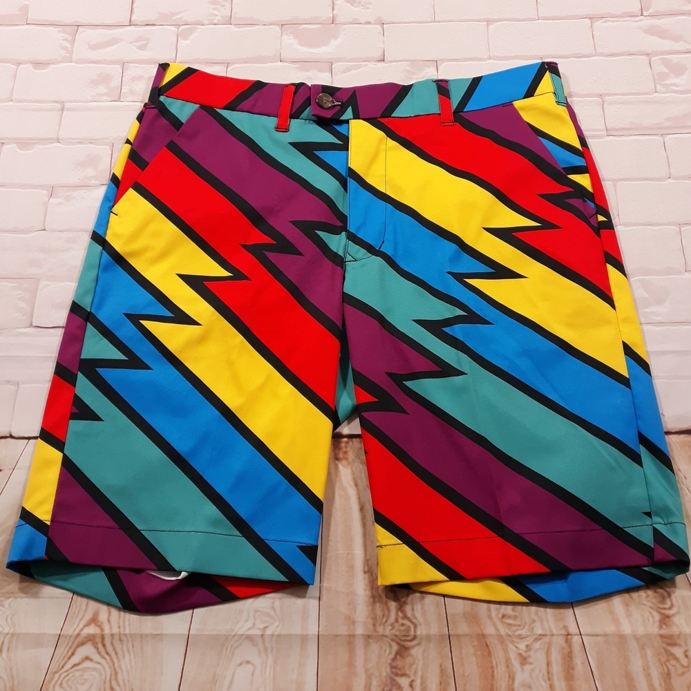 Loudmouth Golf Shorts Mens Size 34 x 11 Performance Stretch Vibrant Flamboyant